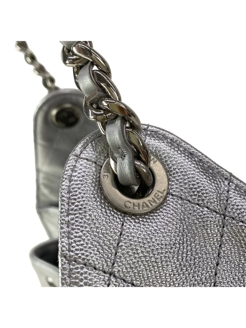 Chanel Shoulder Bag 25 Small Silver Metallic